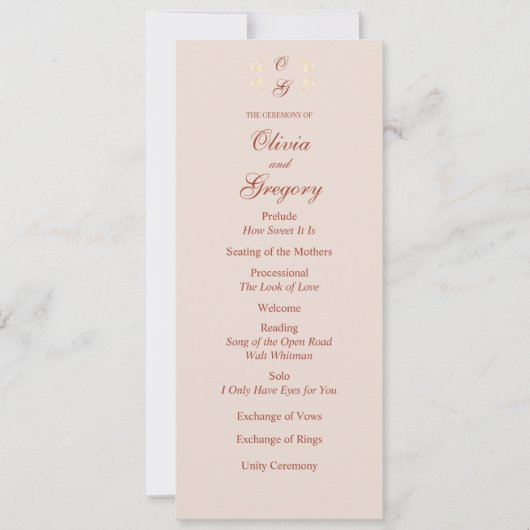 Timeless Floral Rustic Wedding Program (Vorderseite)