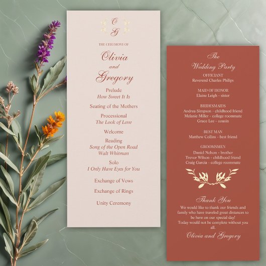Timeless Floral Rustic Wedding Program