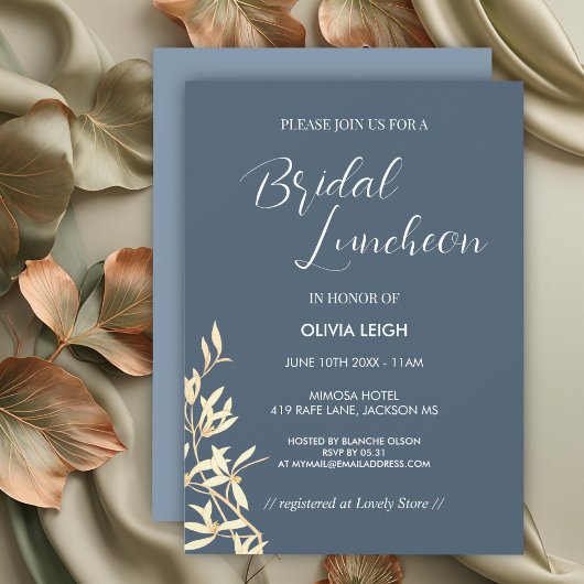 Timeless Floral Symphony in Blue Bridal Luncheon Einladung