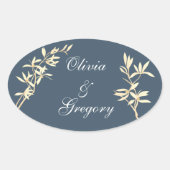 Timeless Floral Symphony in Blue Ovaler Aufkleber (Vorderseite)