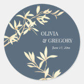 Timeless Floral Symphony in Blue Runder Aufkleber (Vorderseite)