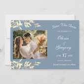 Timeless Floral Symphony in Blue Save The Date (Vorderseite)