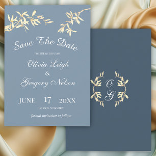 Timeless Floral Symphony in Blue Save The Date