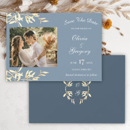 Timeless Floral Symphony in Blue Save The Date