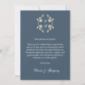 Timeless Floral Symphony in Blue Wedding Dankeskarte (Rückseite)