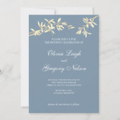 Timeless Floral Symphony in Blue Wedding Einladung (Vorderseite)