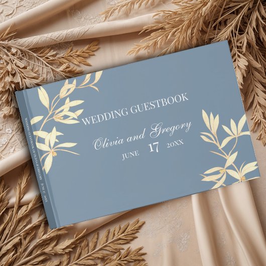 Timeless Floral Symphony in Blue Wedding Gästebuch