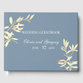 Timeless Floral Symphony in Blue Wedding Gästebuch (Vorderseite)