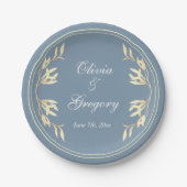 Timeless Floral Symphony in Blue Wedding Pappteller (Vorderseite)