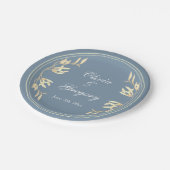 Timeless Floral Symphony in Blue Wedding Pappteller (Schrägansicht)