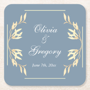 Timeless Floral Symphony in Blue Wedding Rechteckiger Pappuntersetzer