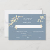 Timeless Floral Symphony in Blue Wedding RSVP (Vorderseite)