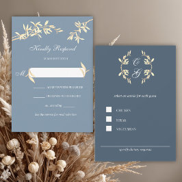 Timeless Floral Symphony in Blue Wedding RSVP