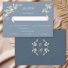 Timeless Floral Symphony in Blue Wedding RSVP