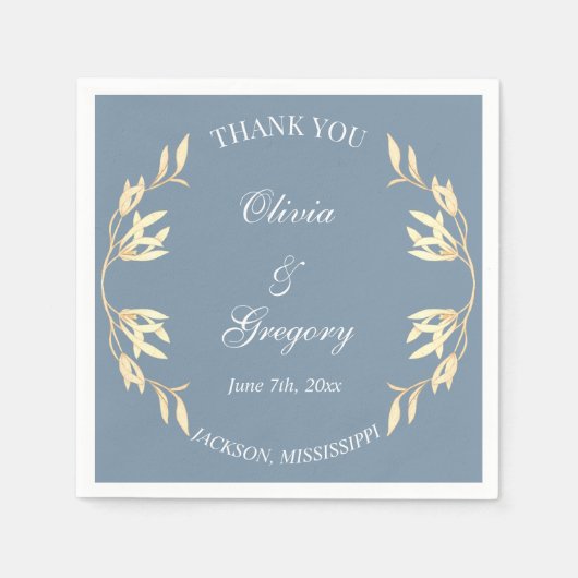 Timeless Floral Symphony in Blue Wedding Serviette (Vorderseite)