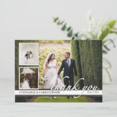 Timeless Foto-Hochzeit des Chic-drei danken Ihnen Dankeskarte (Stehend Vorderseite)