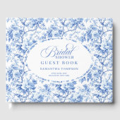 Timeless French Toile Navy Roses Bridal Shower  Gästebuch (Vorderseite)