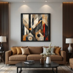 Timeless Geometry Poster<br><div class="desc">Transform your space with this abstract geometric art featuring aged textures. Dynamic shapes in black,  beige,  orange,  and red create a unique,  sophisticated composition. Ideal for modern decor seeking elegance and visual depth.</div>