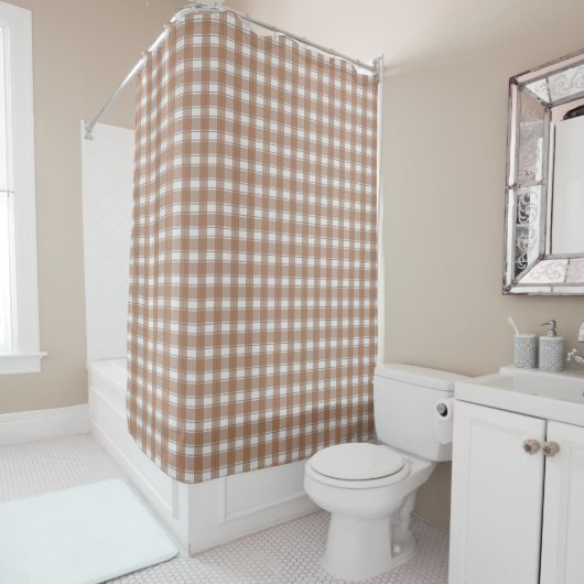 Timeless Gingham Earthy Brown Duschvorhang (Beispiel)