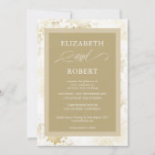 Timeless Gold Ivory Floral Damask Hochzeit Einladung (Vorderseite)