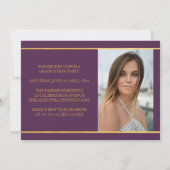 Timeless Gold Lila Foto Abschluss Einladung (Rückseite)