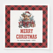 Timeless highland cow Christmas napkins red black Serviette (Vorderseite)