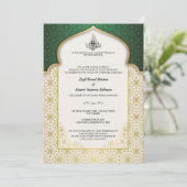 Timeless Islamic Wedding - Emerald & Gold Einladung (Stehend Vorderseite)