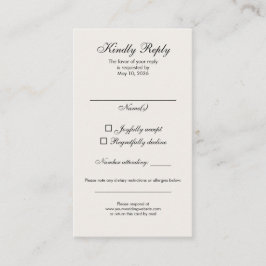 Timeless Ivory Calligraphy Wedding RSVP Card Visitenkarte