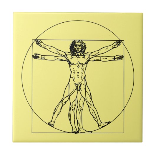Timeless Leonardo da Vinci Artwork Vitruvian Man Fliese (Vorderseite)