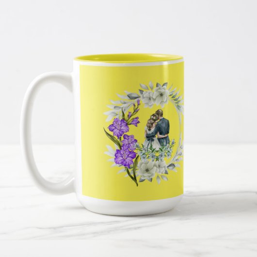 Timeless love story yellow zweifarbige tasse (Links)