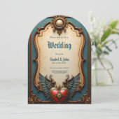 Timeless love, surreal elegance in steampunk style einladung (Stehend Vorderseite)