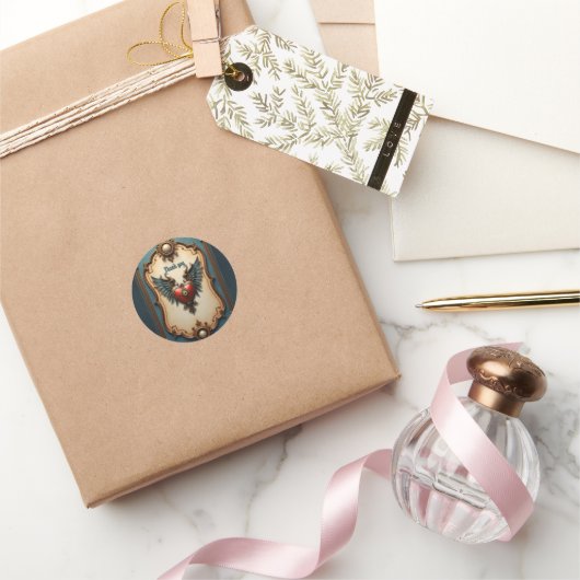 Timeless love, surreal elegance in steampunk style runder aufkleber (Schenken)