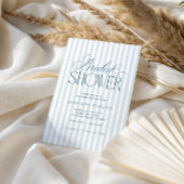 Timeless Luxe Script Blue Stripes Bridal Shower Einladung