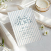 Timeless Luxe Script Blue Stripes Bridal Shower Einladung