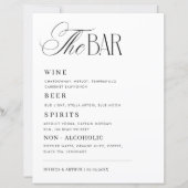 Timeless Luxe Script Classy Wedding Bar Drink Menu (Vorderseite)