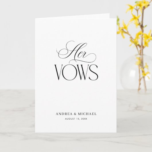 Timeless Luxe Script Elegant Her Wedding Vows Karte (Gelbe Blume)