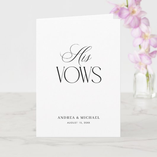 Timeless Luxe Script Elegant His Wedding Vows Karte (Orchidee)
