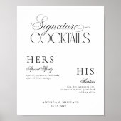 Timeless Luxe Script Elegant Signature Drinks Sign Poster (Vorne)