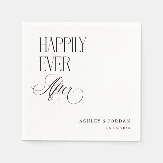Timeless Luxe Script Happily Ever After Party Serviette (Vorderseite)