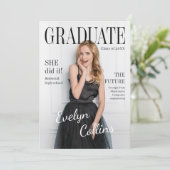 Timeless Magazine Cover Photo Graduation Einladung (Stehend Vorderseite)