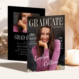 Timeless Magazine Cover Photo Graduation Einladung