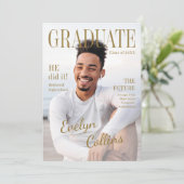 Timeless Magazine Cover Photo Graduation Invitatio Einladung (Stehend Vorderseite)