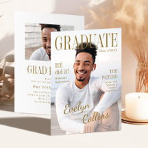 Timeless Magazine Cover Photo Graduation Invitatio