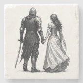 Timeless Medieval Romance Illustration Steinuntersetzer (Vorderseite)