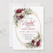 Timeless Merlot Rose Gold Bridal Shower Invitation Einladung (Vorderseite)