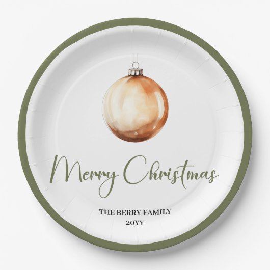 Timeless Minimal Christmas Personalized Family Pappteller (Vorderseite)