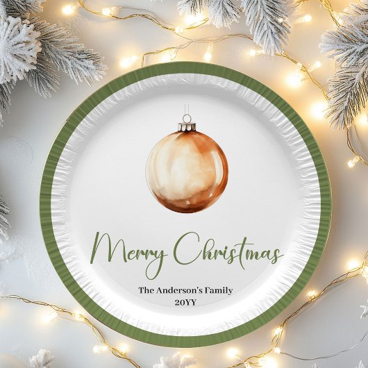 Timeless Minimal Christmas Personalized Family Pappteller