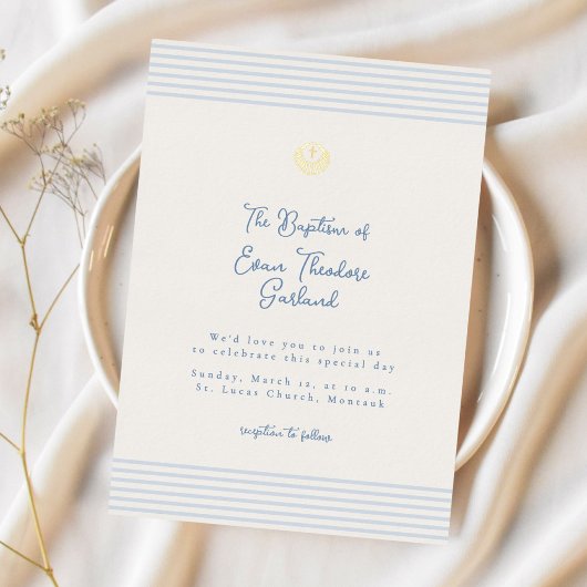 Timeless minimal modern baptism Foil Invitation Folieneinladung