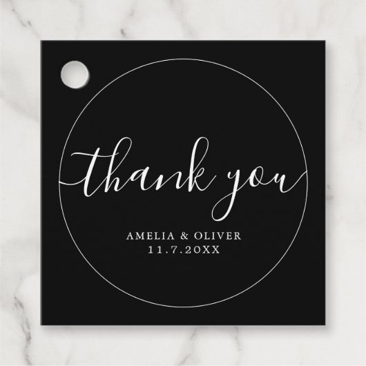 Timeless Modern Minimalist Wedding | Thank You Geschenkanhänger (Vorderseite)