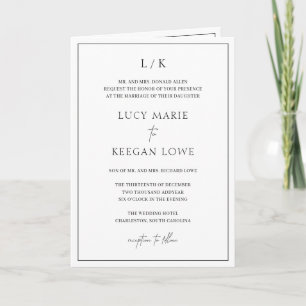 Timeless Monogram Black and White Elegante Wedding Einladung